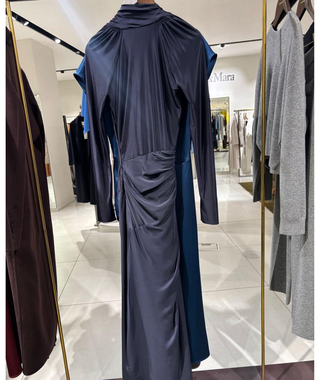 VICTORIA BECKHAM Темно-синее вискозное платье, фото 3