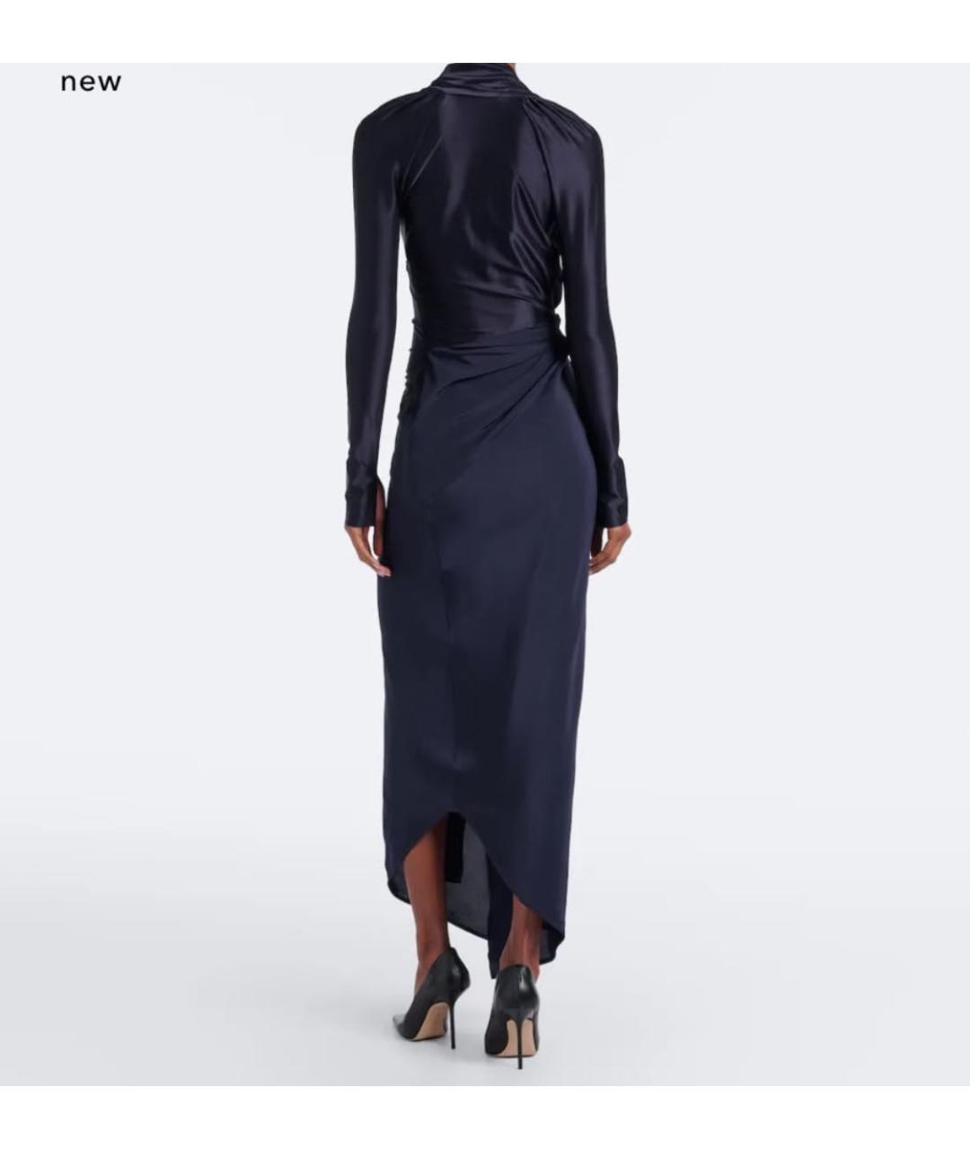 VICTORIA BECKHAM Темно-синее вискозное платье, фото 7