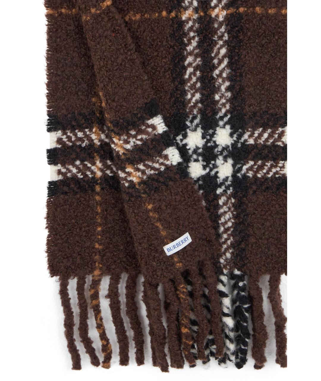BURBERRY Коричневый шерстяной шарф, фото 3