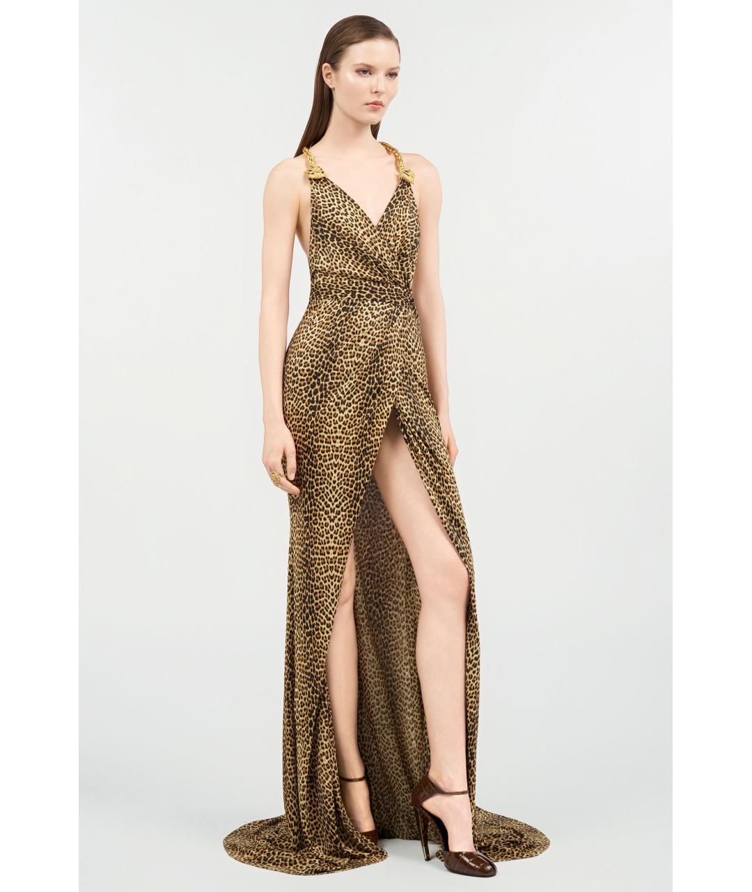 ROBERTO CAVALLI Коричневое вискозное коктейльное платье, фото 2