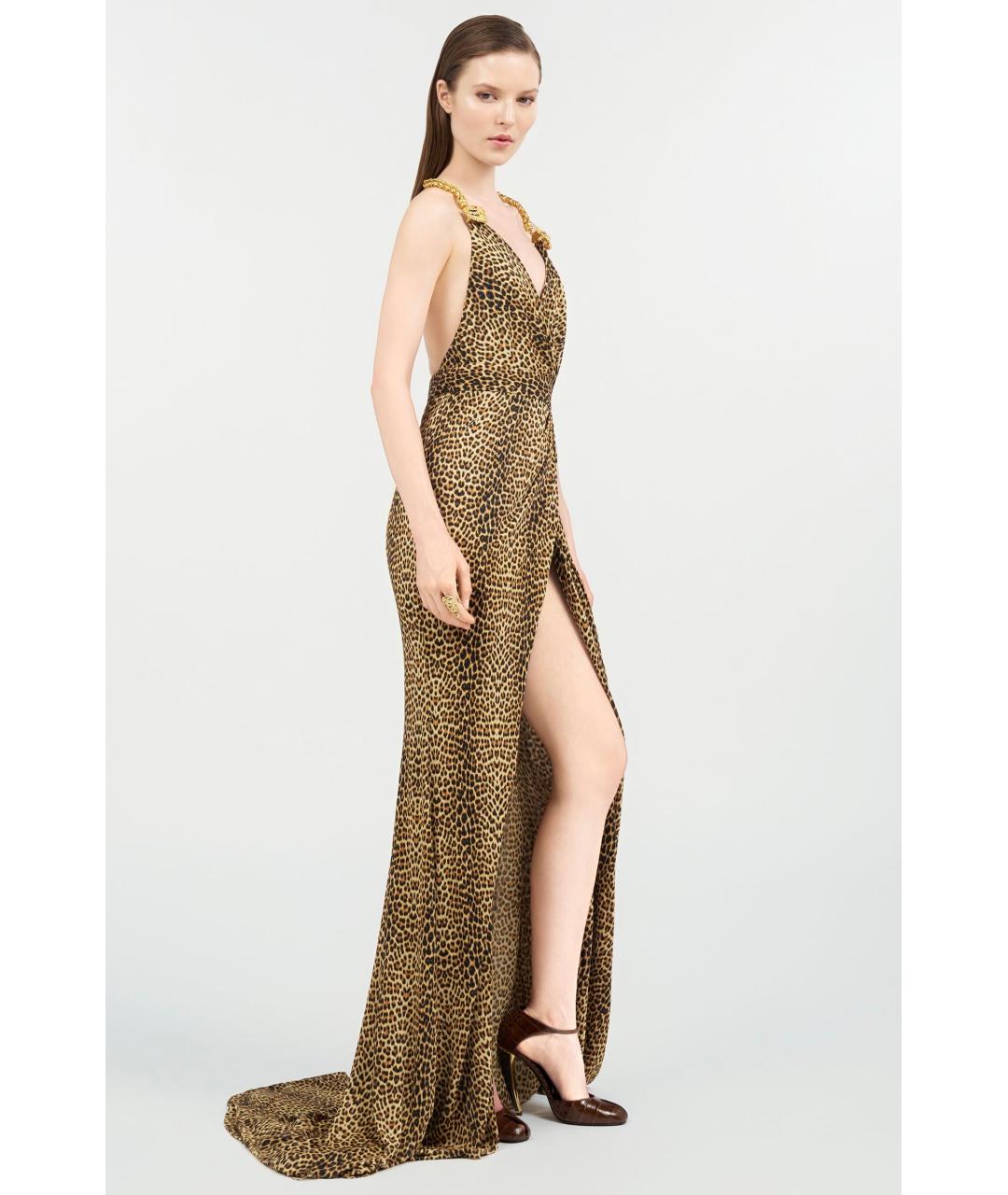 ROBERTO CAVALLI Коричневое вискозное коктейльное платье, фото 3
