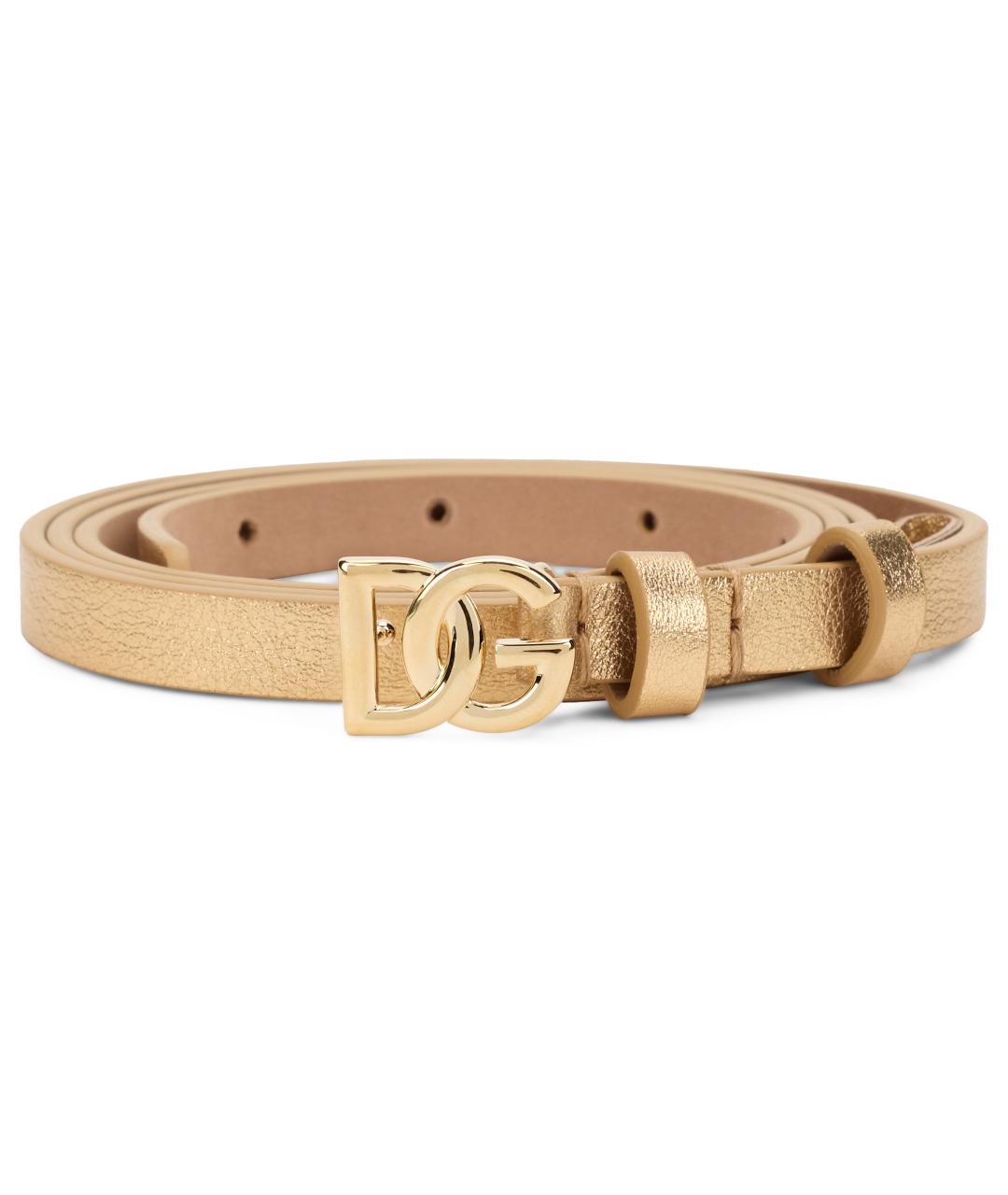 DOLCE&GABBANA Золотой кожаный ремень, фото 2