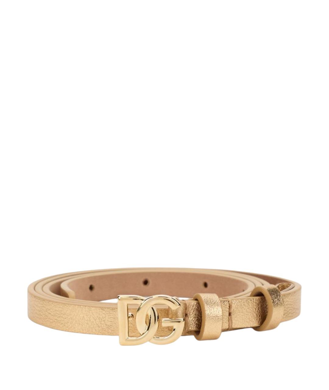 DOLCE&GABBANA Золотой кожаный ремень, фото 1