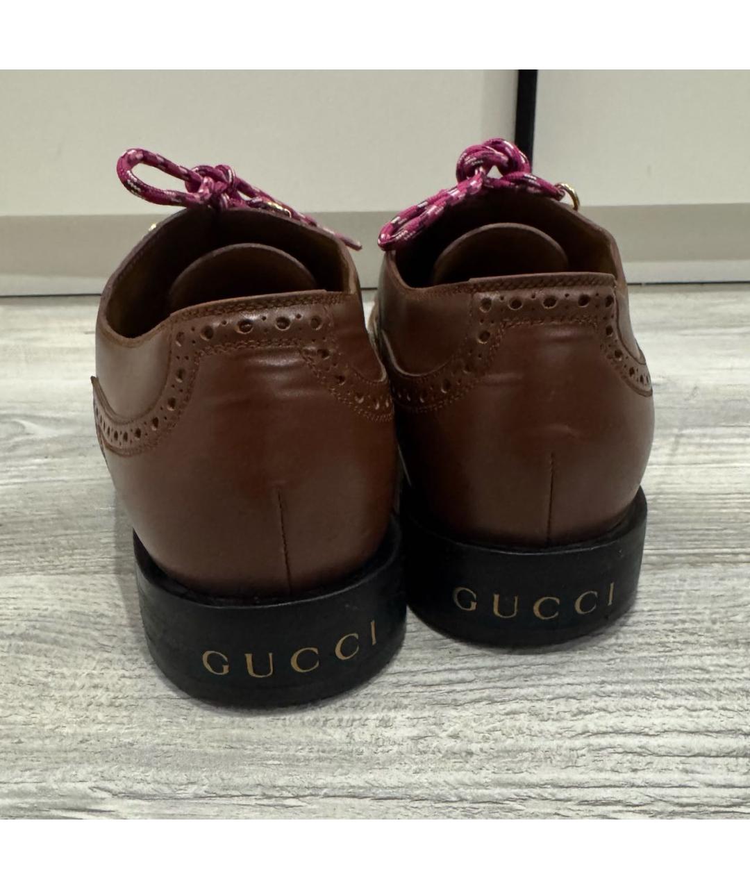 GUCCI Коричневые кожаные лоферы, фото 3
