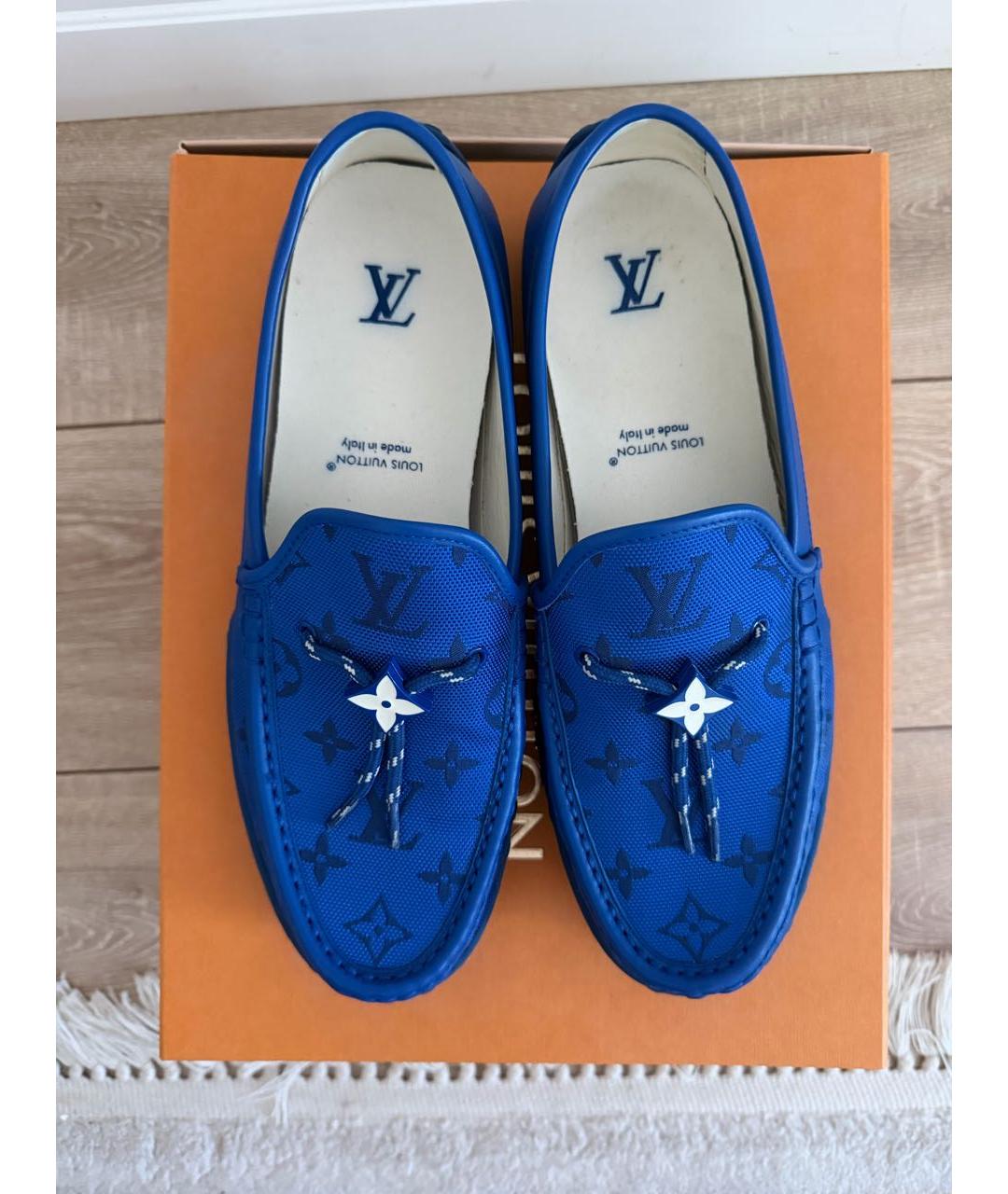 LOUIS VUITTON Синие текстильные мокасины, фото 2
