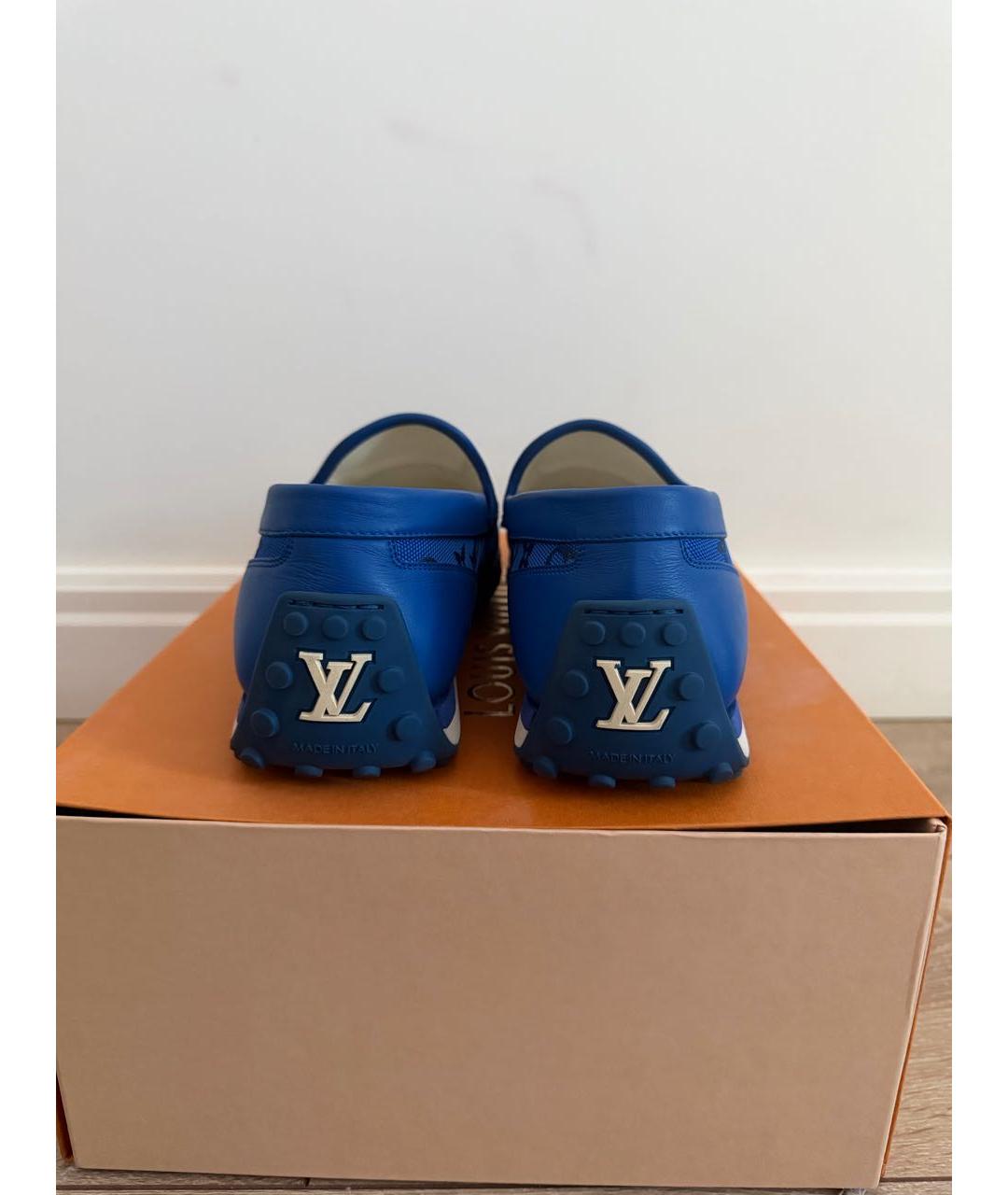 LOUIS VUITTON Синие текстильные мокасины, фото 4