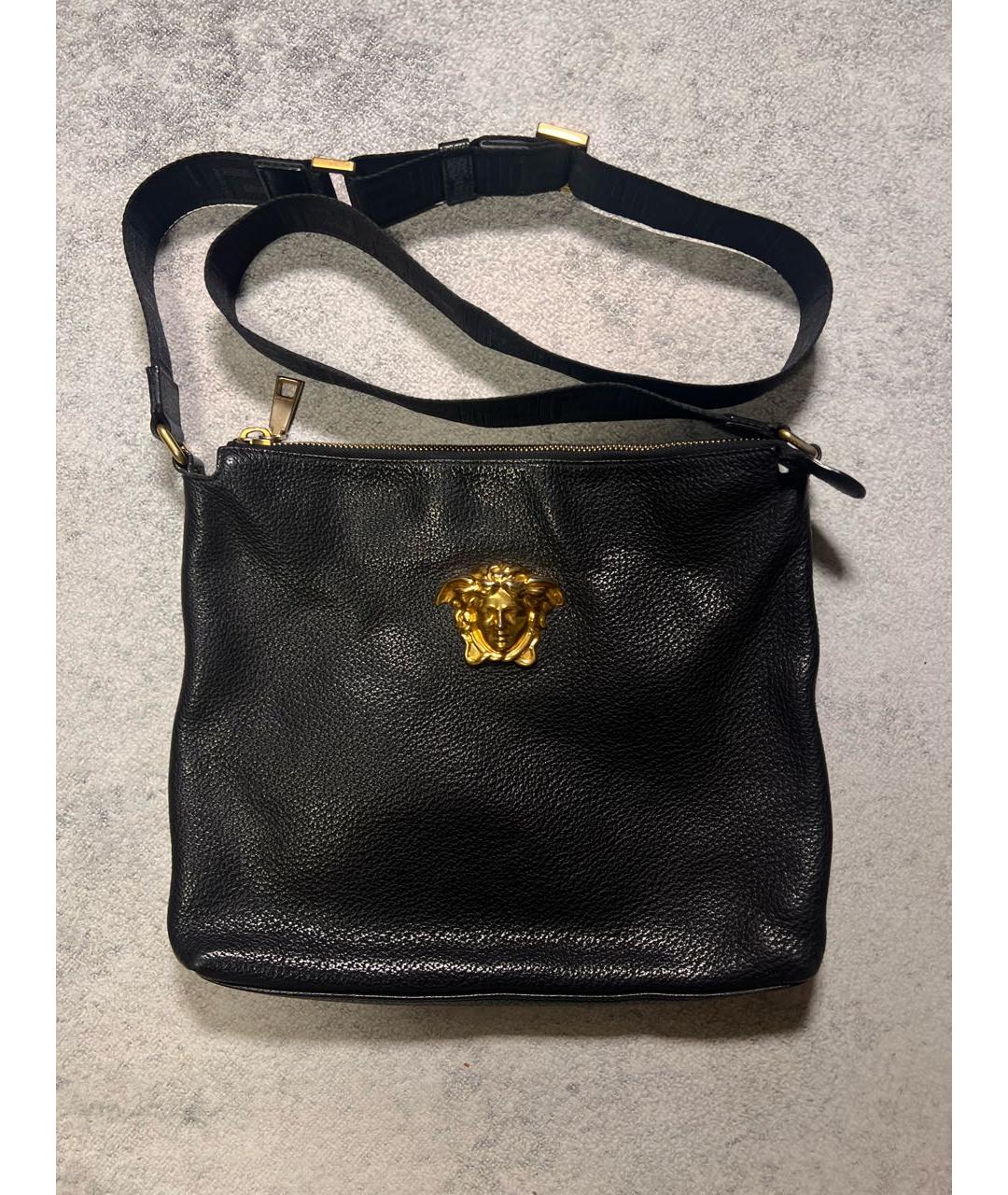 VERSACE Черная кожаная барсетка, фото 9