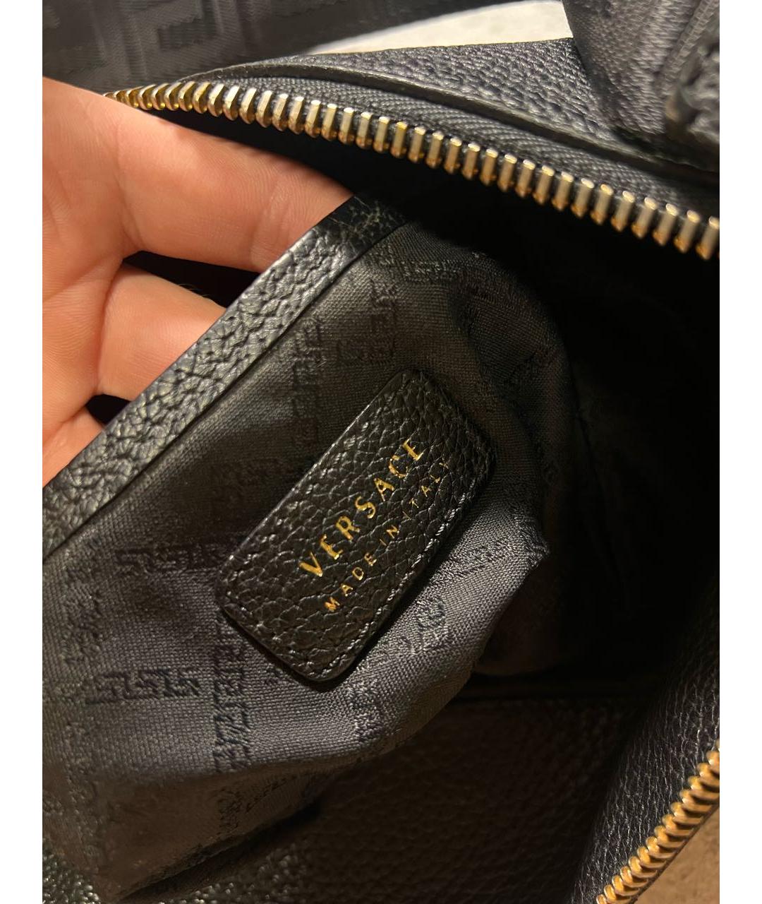 VERSACE Черная кожаная барсетка, фото 7