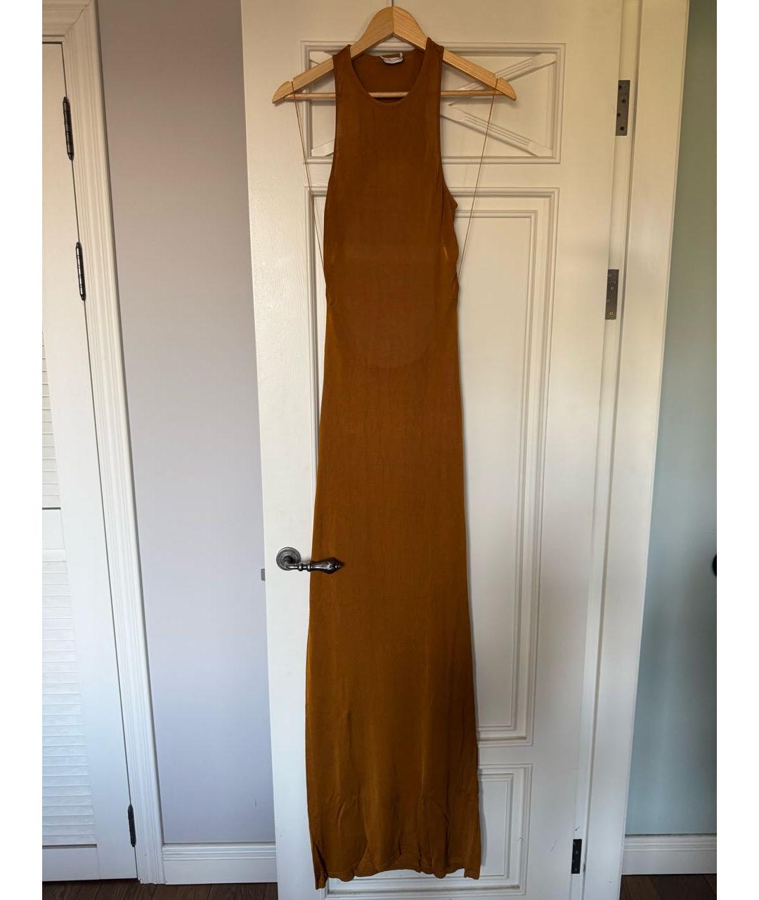 SAINT LAURENT Оранжевое вискозное вечернее платье, фото 8