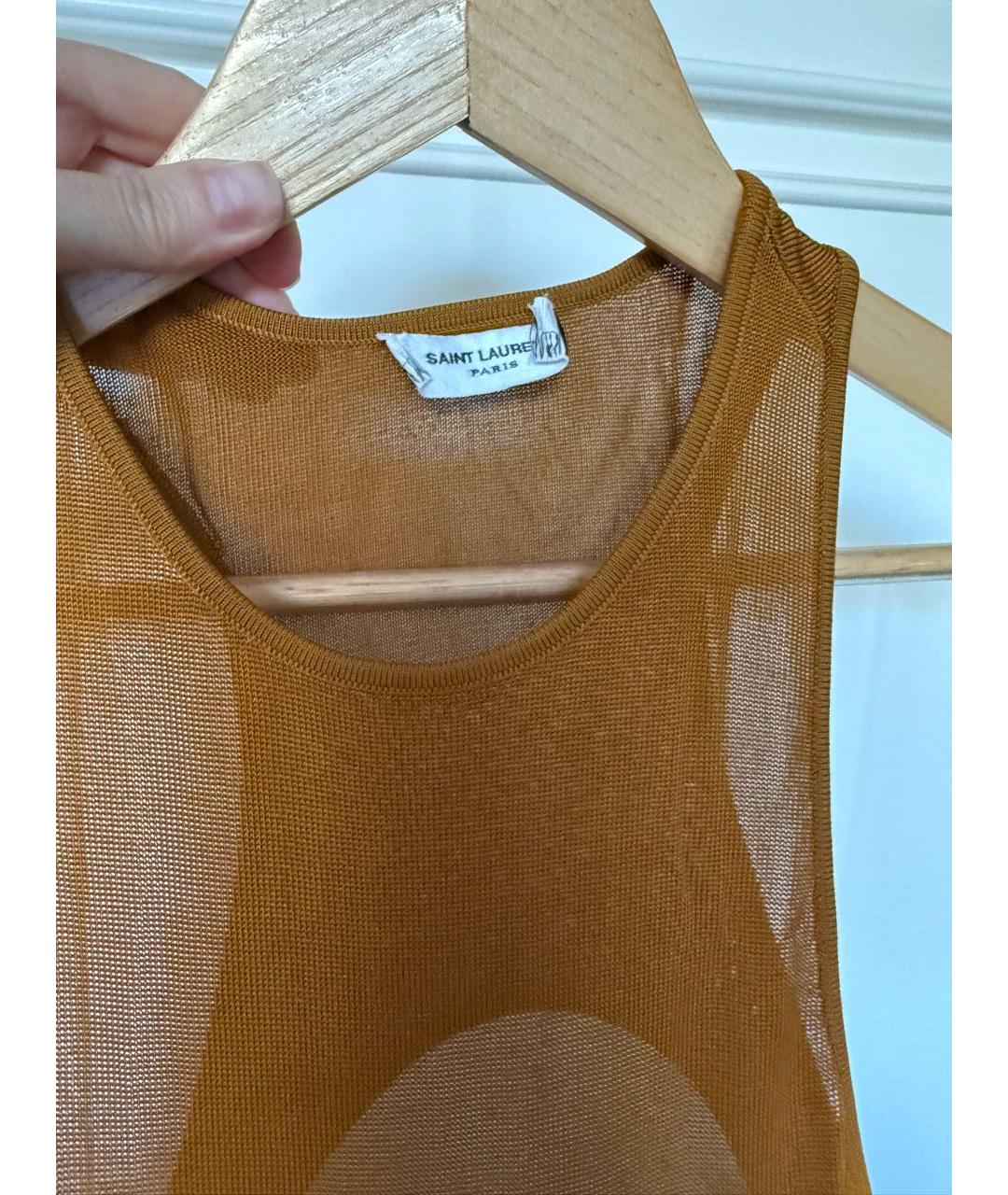 SAINT LAURENT Оранжевое вискозное вечернее платье, фото 3
