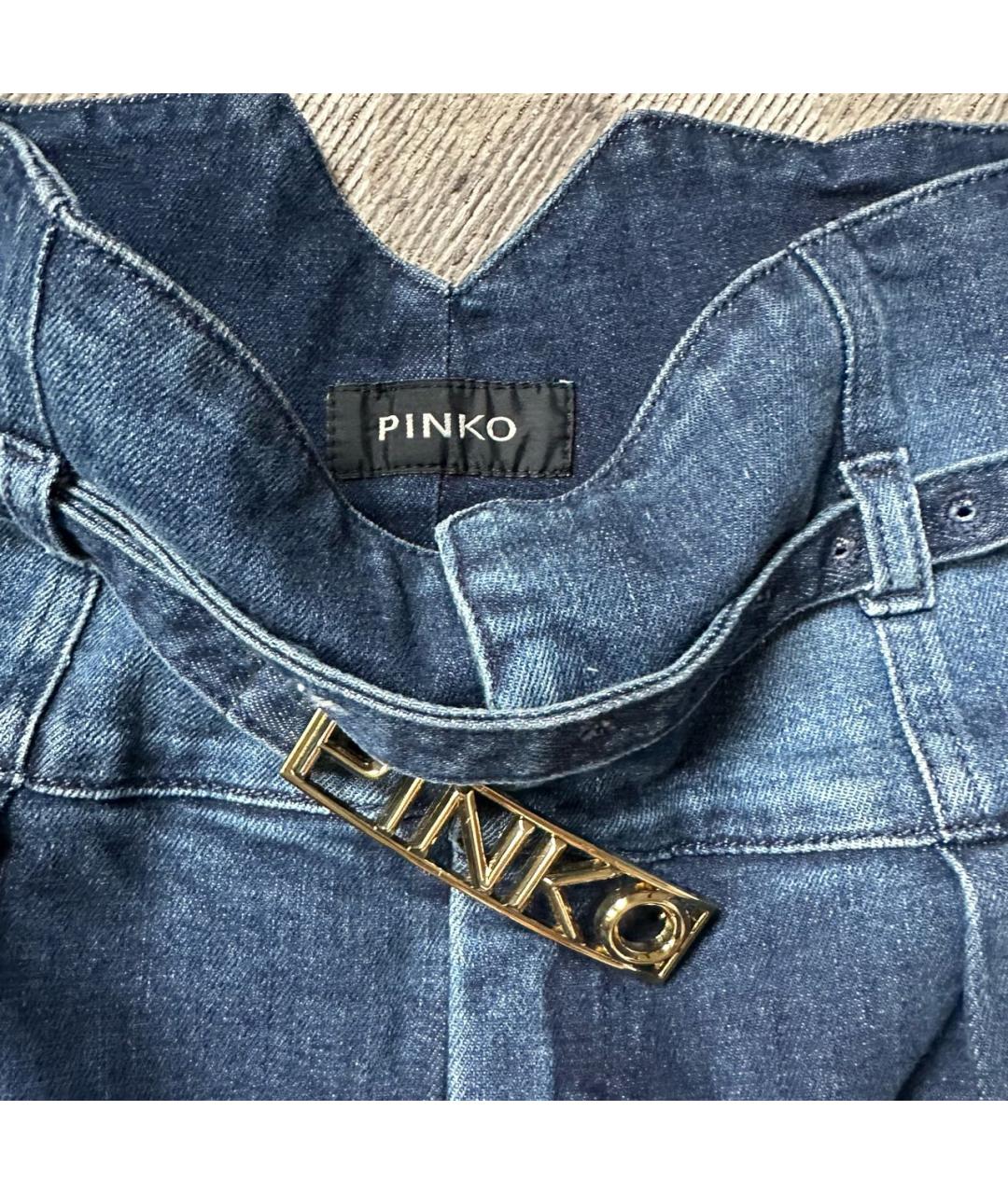 PINKO Синие хлопко-сиацелловые джинсы слим, фото 3