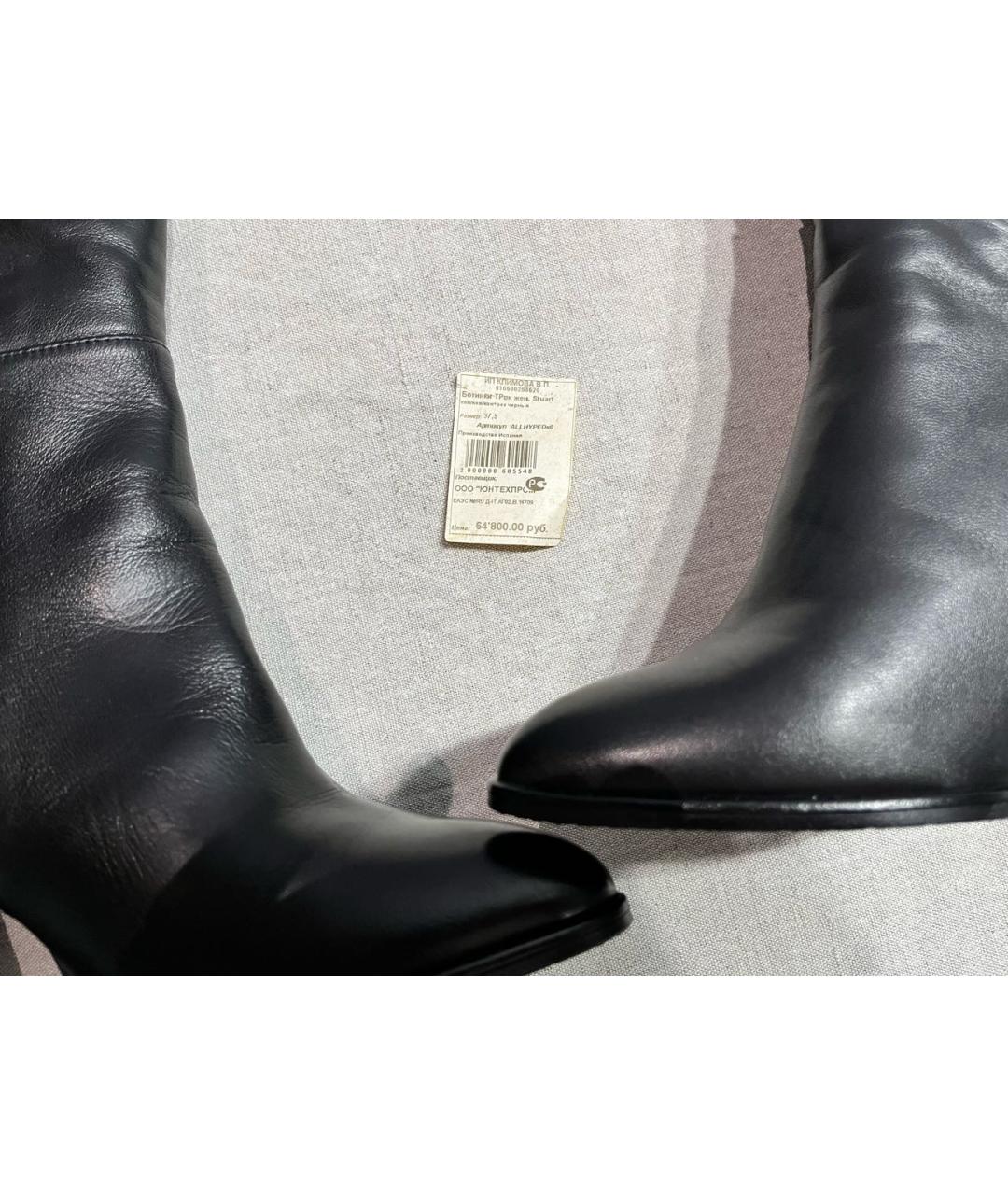 STUART WEITZMAN Черные кожаные ботинки, фото 6