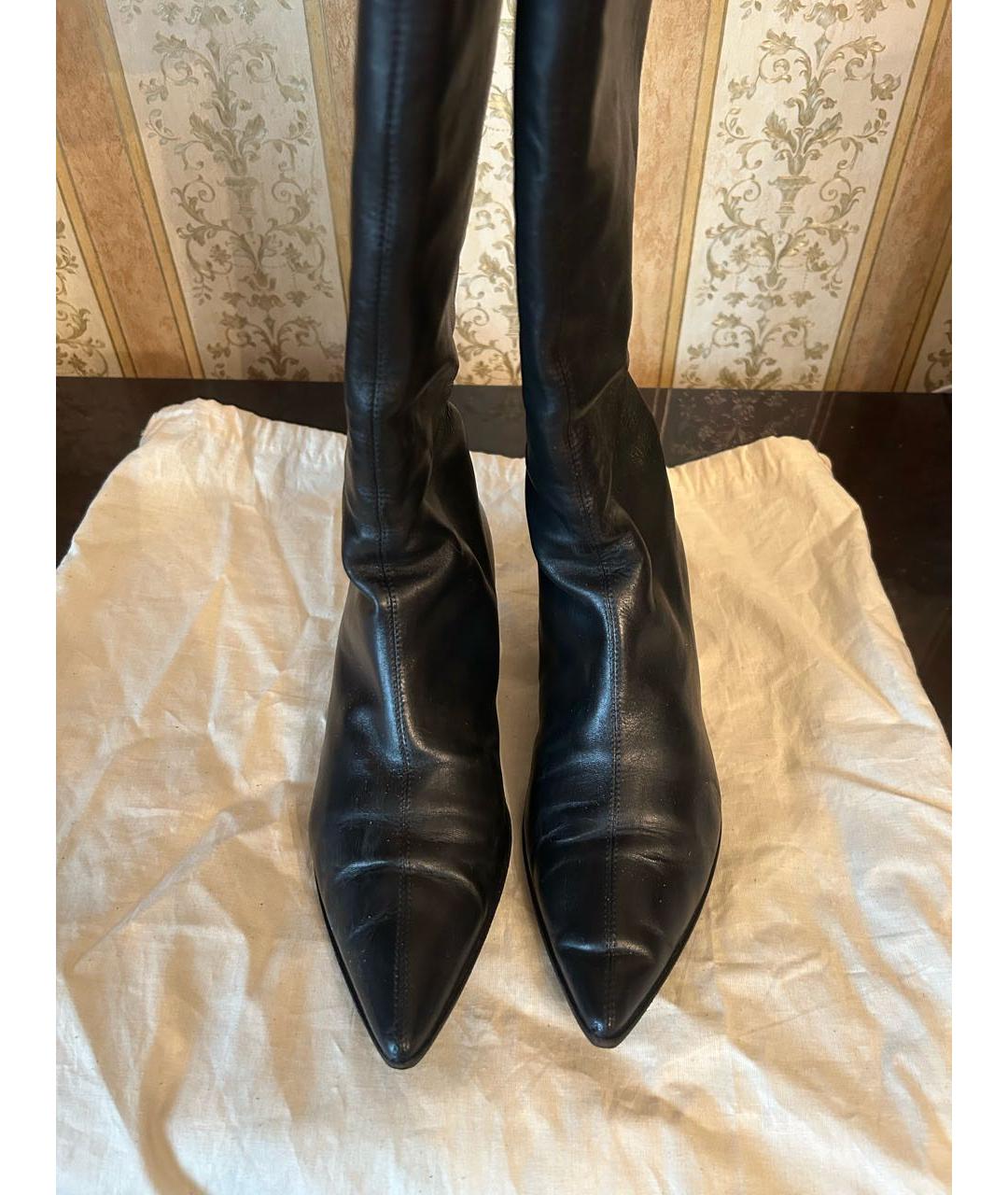 MAX MARA Черные кожаные сапоги, фото 2