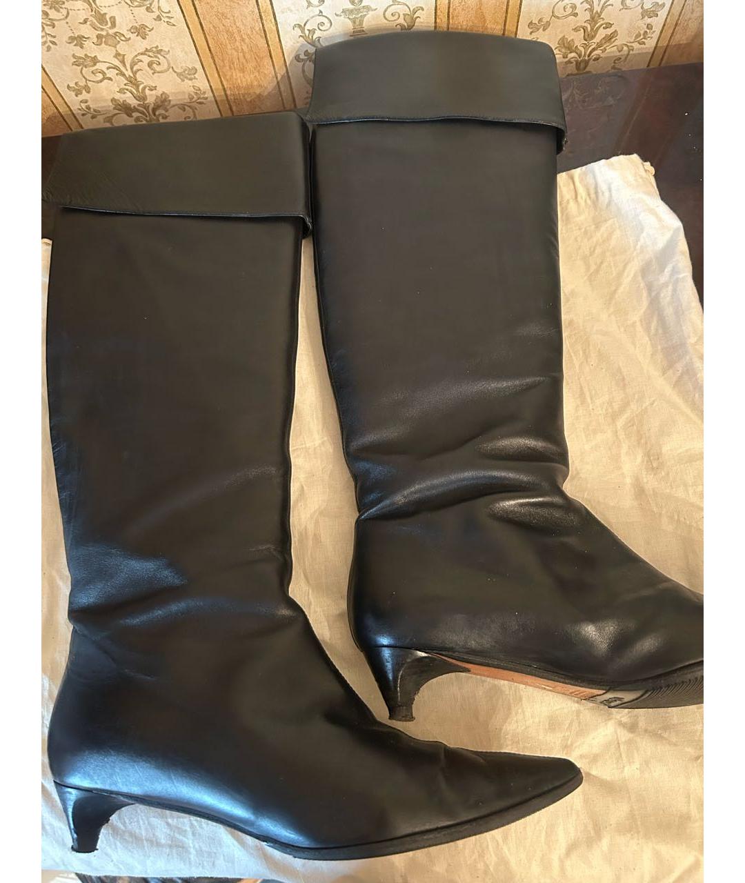 MAX MARA Черные кожаные сапоги, фото 5