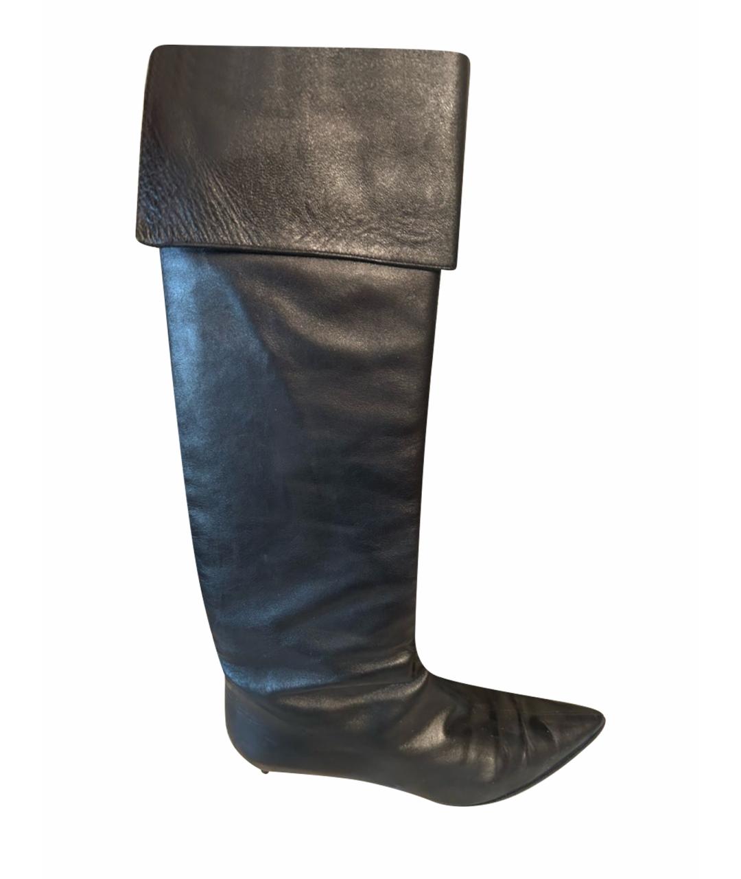 MAX MARA Черные кожаные сапоги, фото 1