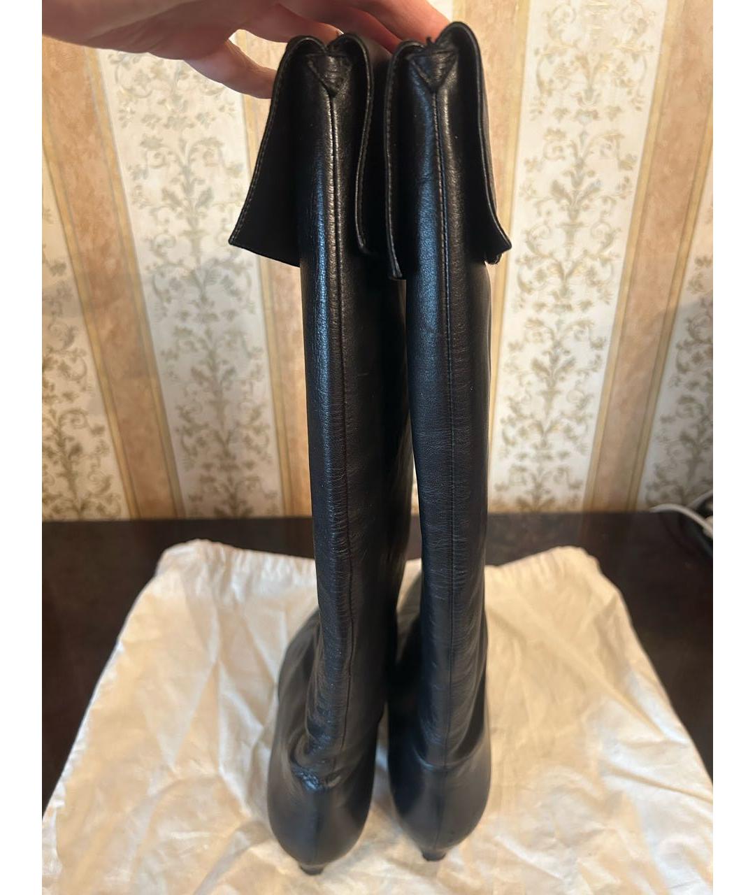 MAX MARA Черные кожаные сапоги, фото 4