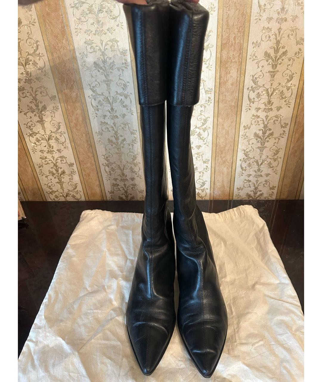 MAX MARA Черные кожаные сапоги, фото 3