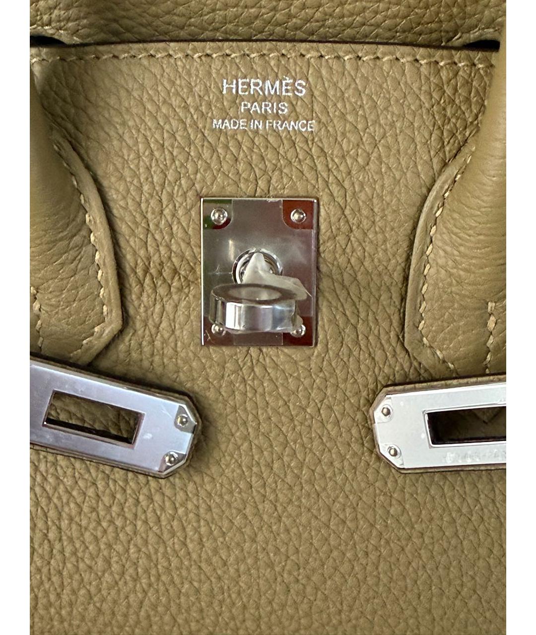 HERMES Бежевая кожаная сумка с короткими ручками, фото 7