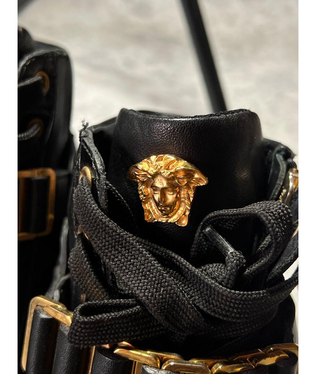 VERSACE Черные кожаные высокие кроссовки / кеды, фото 6