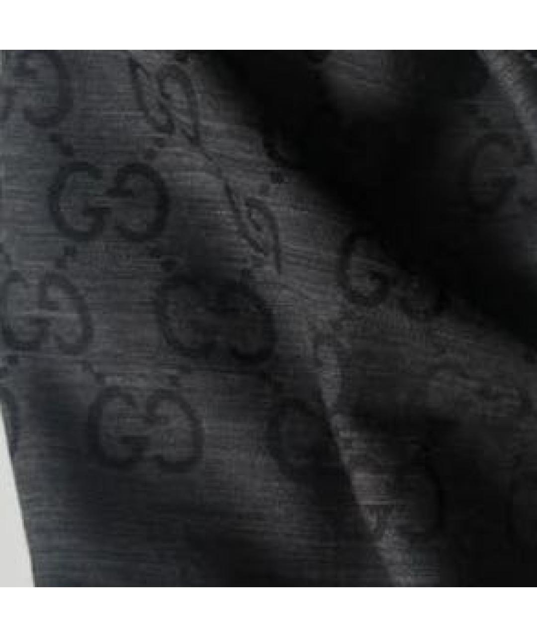 GUCCI Черный шерстяной шарф, фото 2