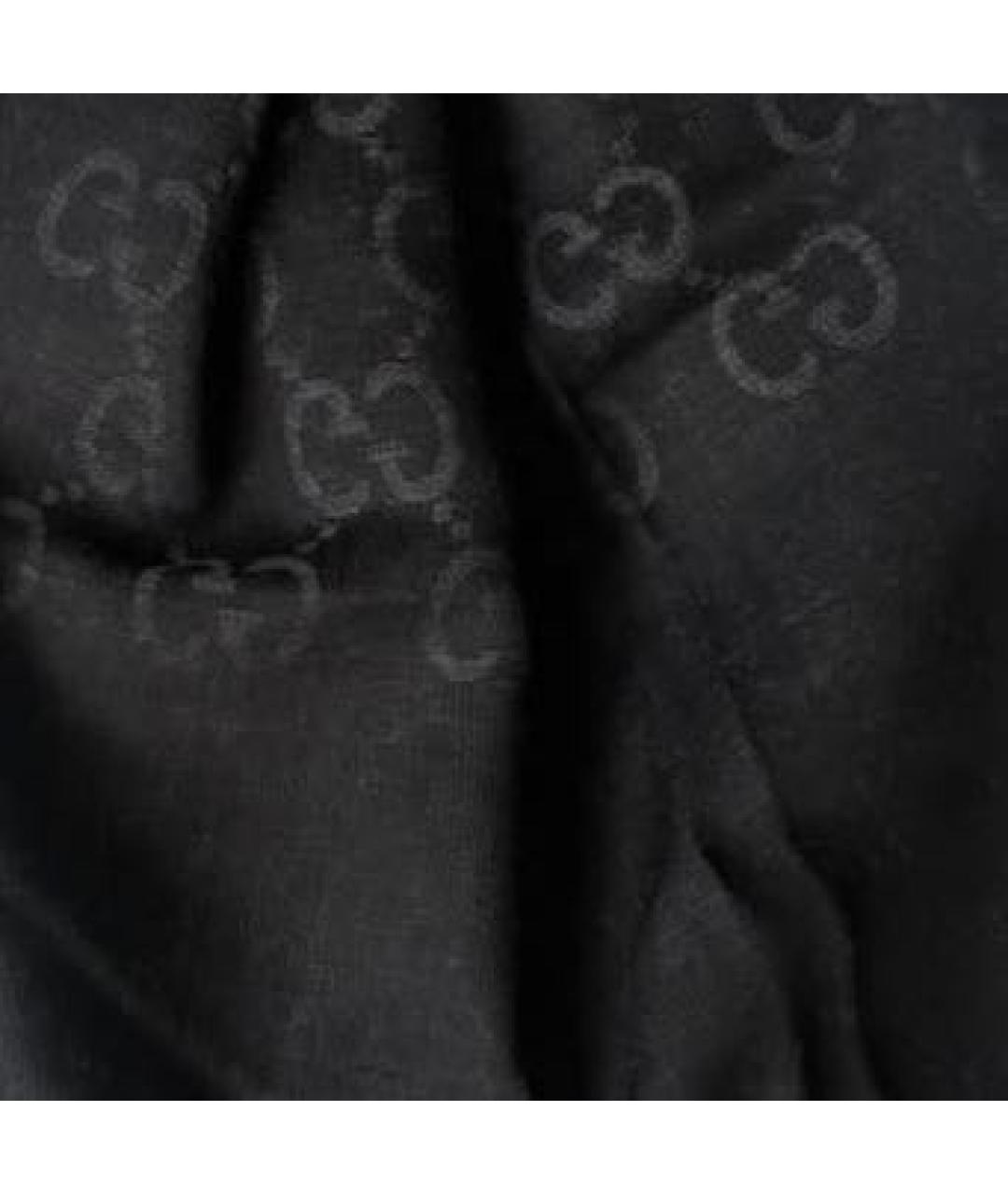 GUCCI Черный шерстяной шарф, фото 3