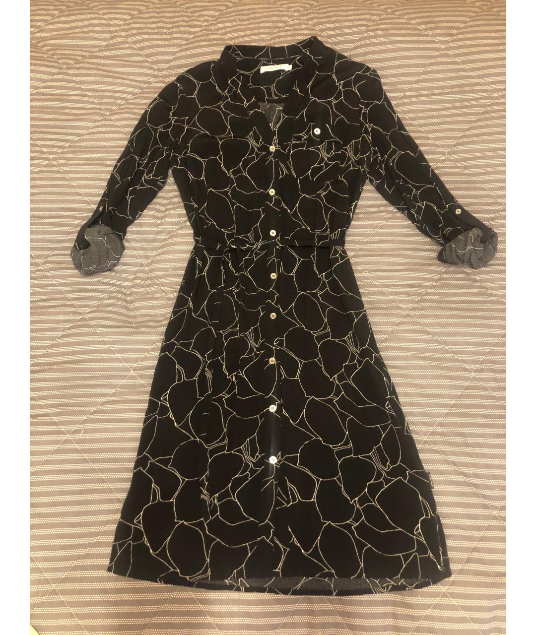 CALVIN KLEIN Черное вискозное повседневное платье, фото 6