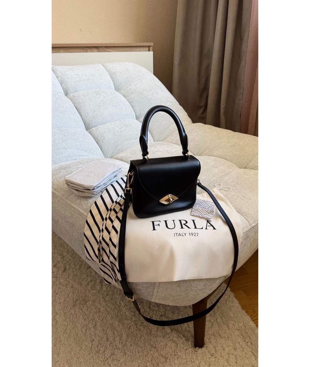 FURLA Черная кожаная сумка с короткими ручками, фото 2