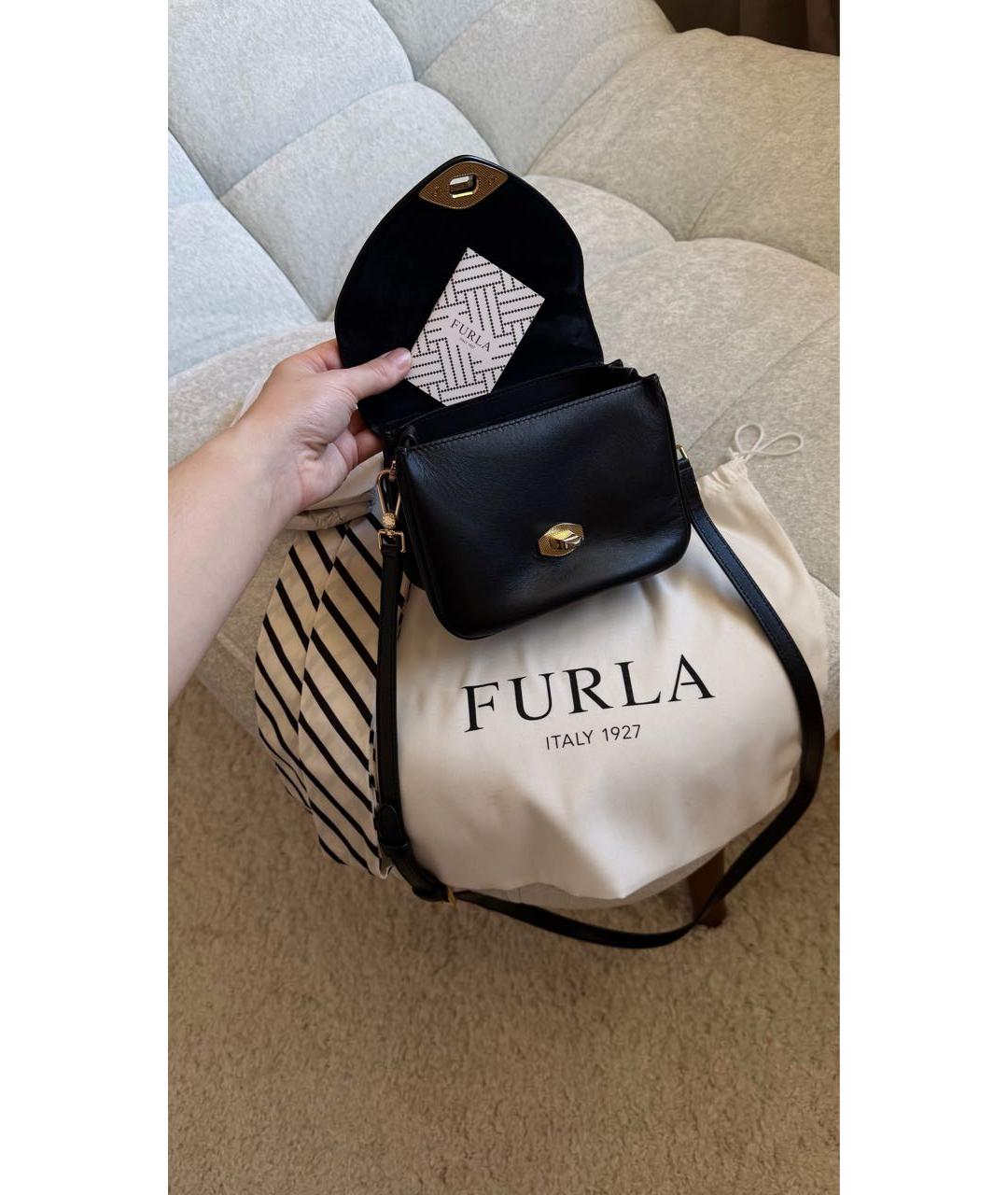 FURLA Черная кожаная сумка с короткими ручками, фото 5