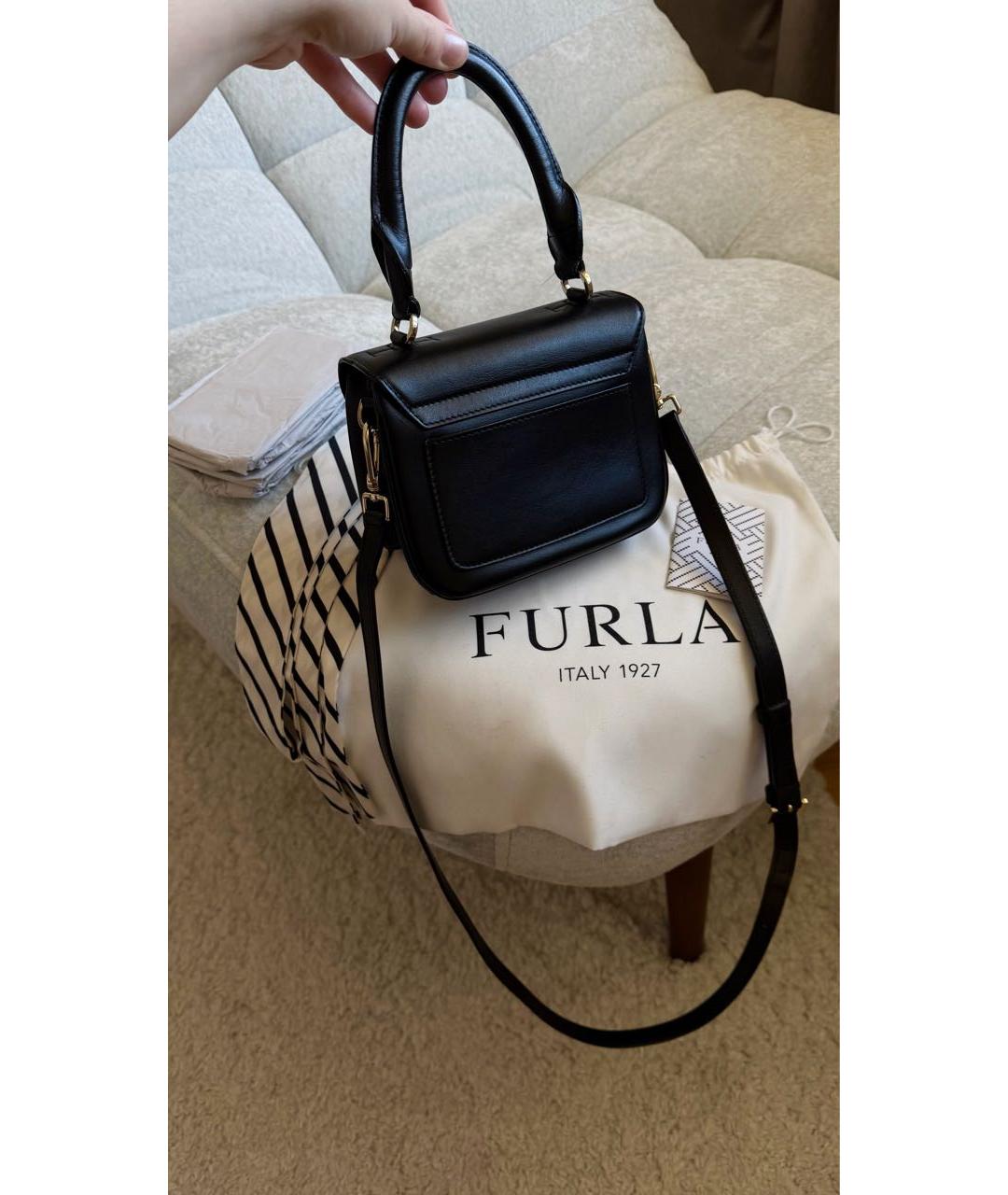 FURLA Черная кожаная сумка с короткими ручками, фото 3