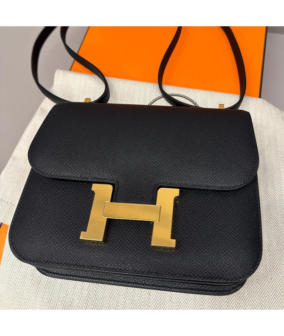 HERMES Черная кожаная сумка через плечо, фото 4