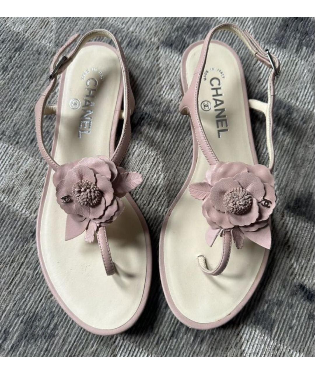 CHANEL Розовые кожаные босоножки, фото 2