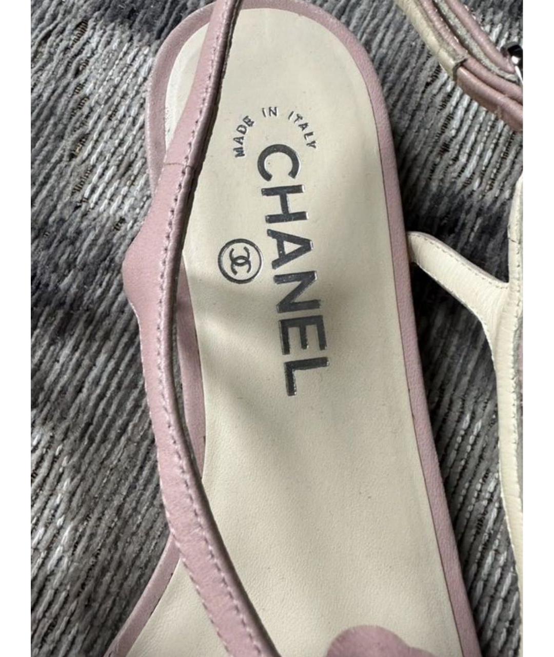 CHANEL Розовые кожаные босоножки, фото 4