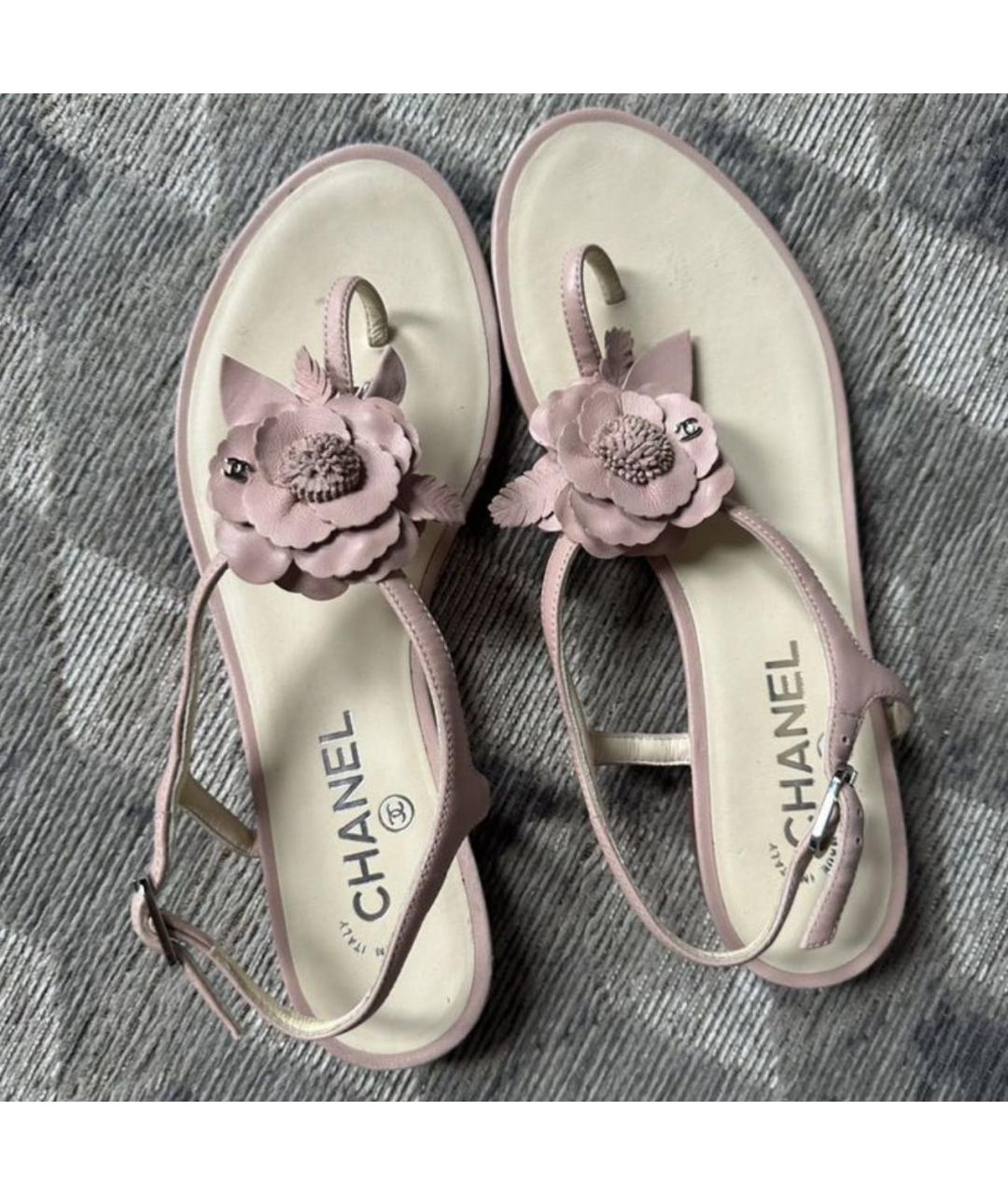CHANEL Розовые кожаные босоножки, фото 3