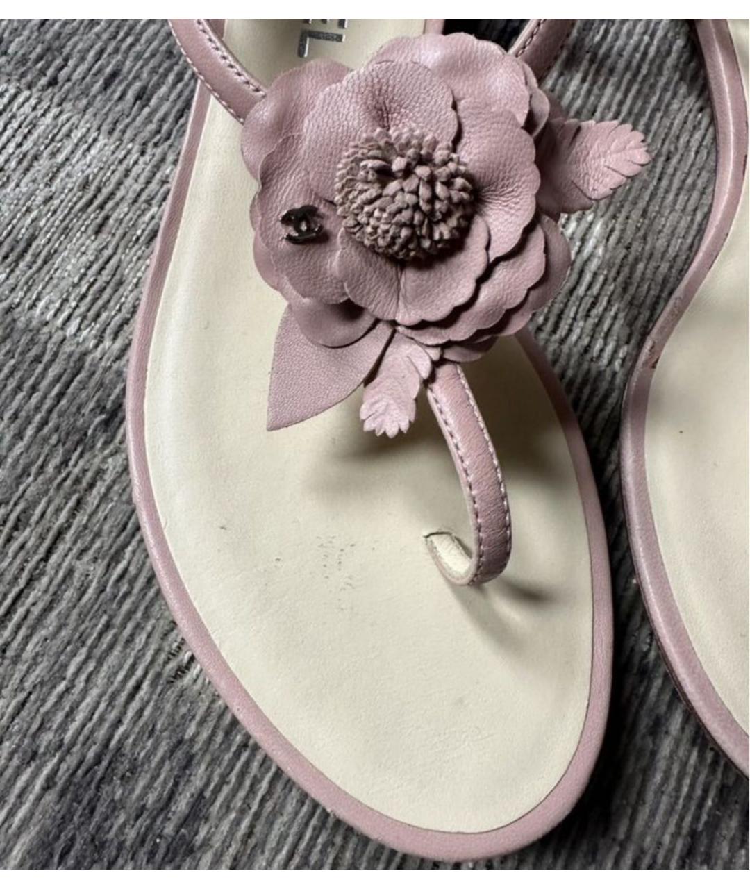 CHANEL Розовые кожаные босоножки, фото 5