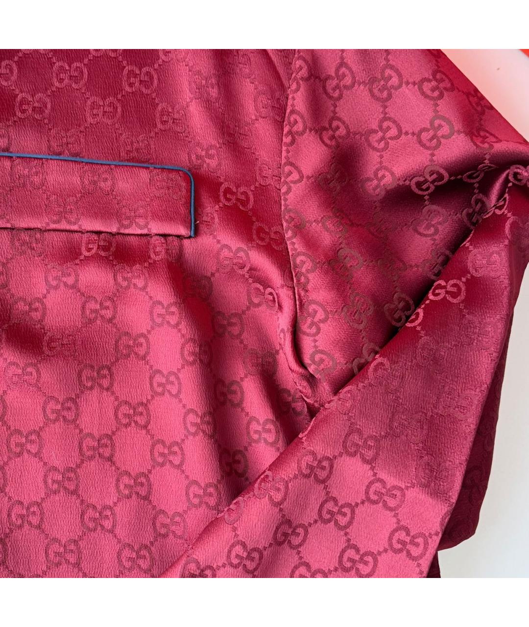 GUCCI Бордовая шелковая рубашка, фото 4