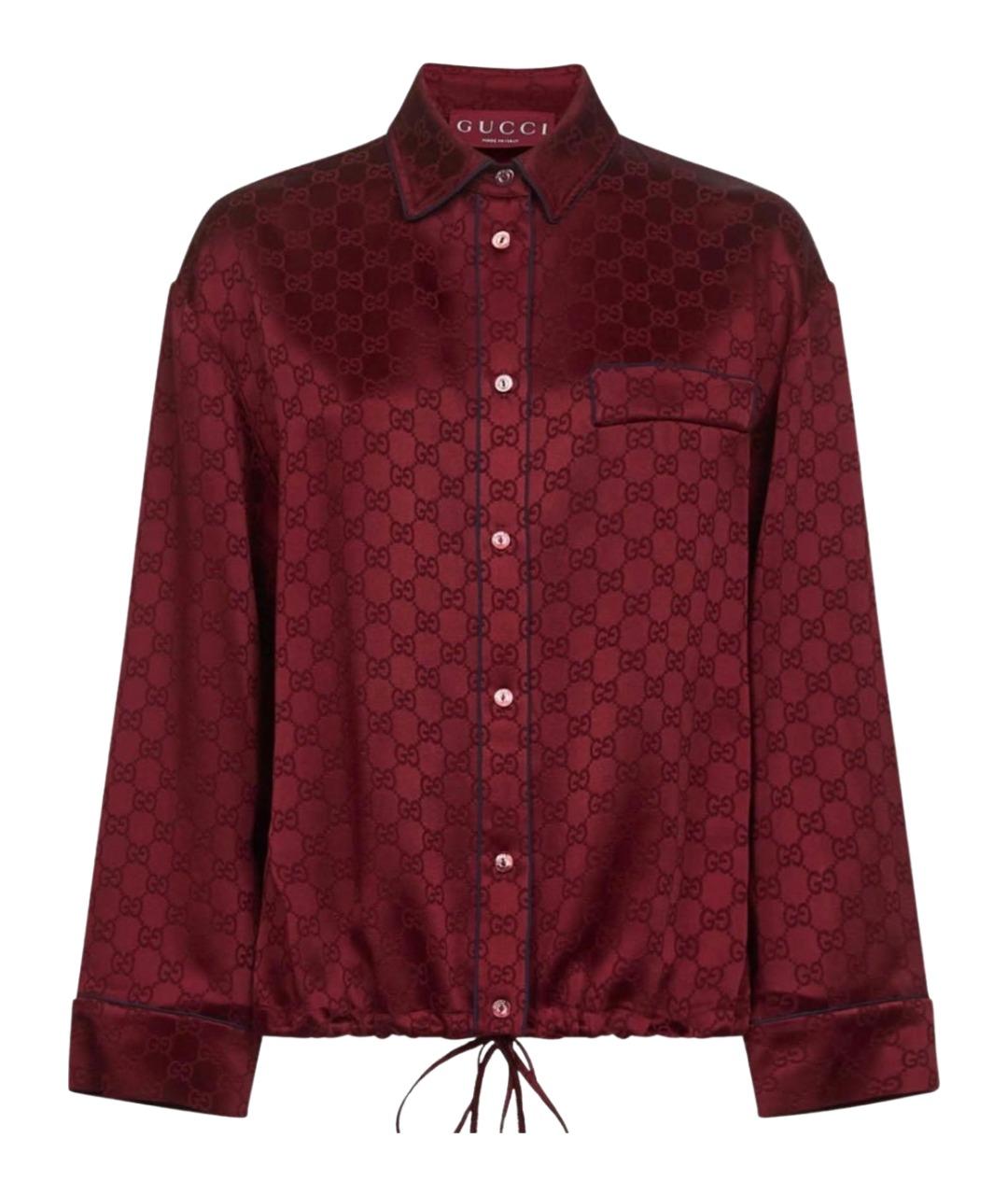 GUCCI Бордовая шелковая рубашка, фото 1