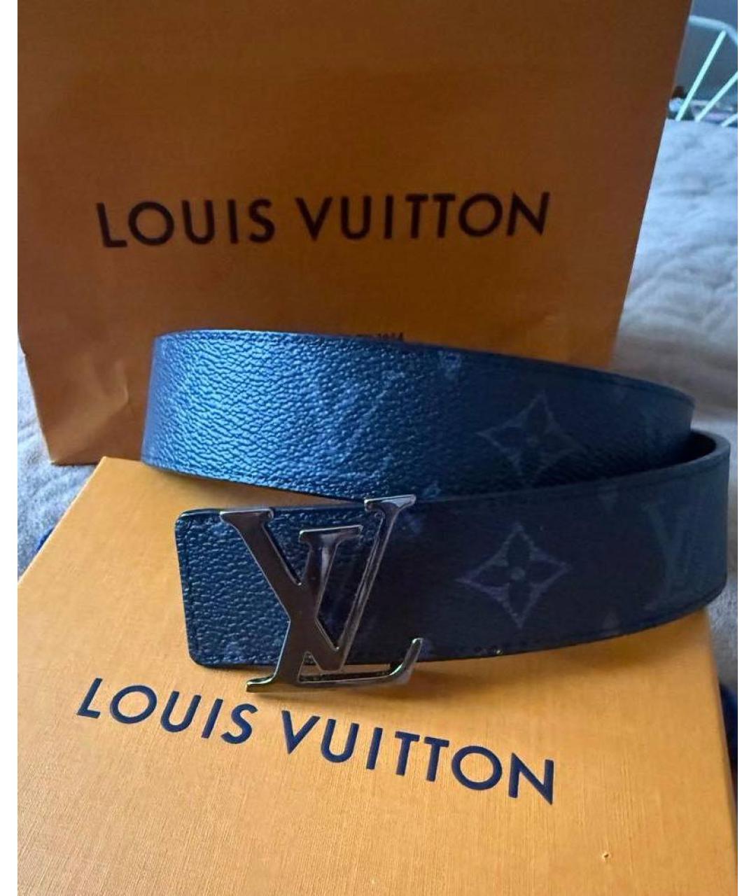 LOUIS VUITTON Черный кожаный ремень, фото 3