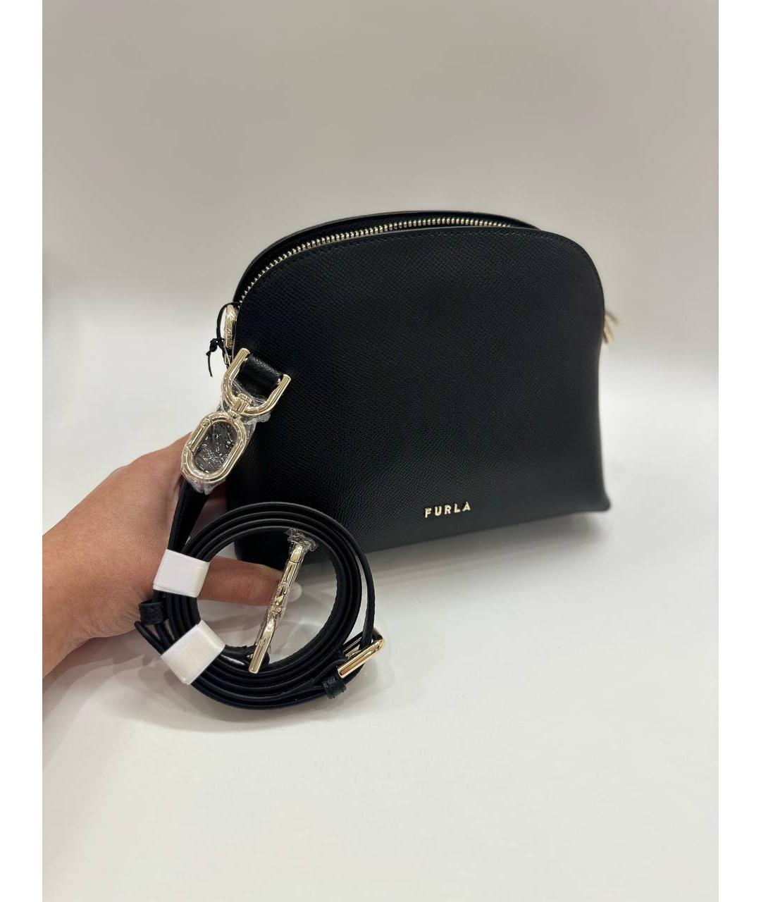 FURLA Черная кожаная сумка через плечо, фото 8