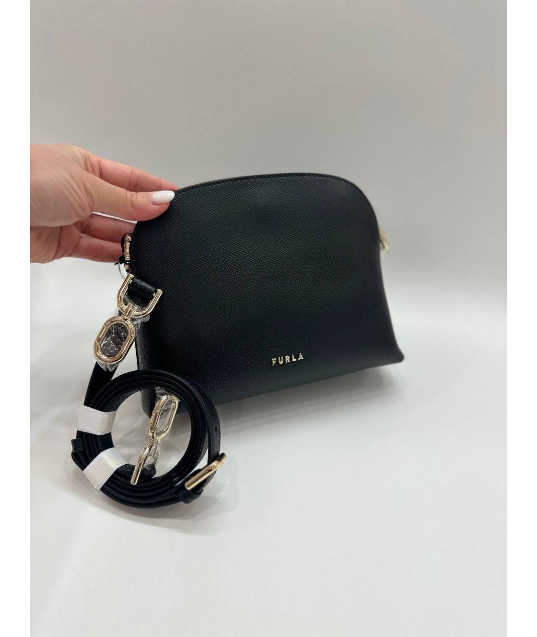 FURLA Черная кожаная сумка через плечо, фото 5