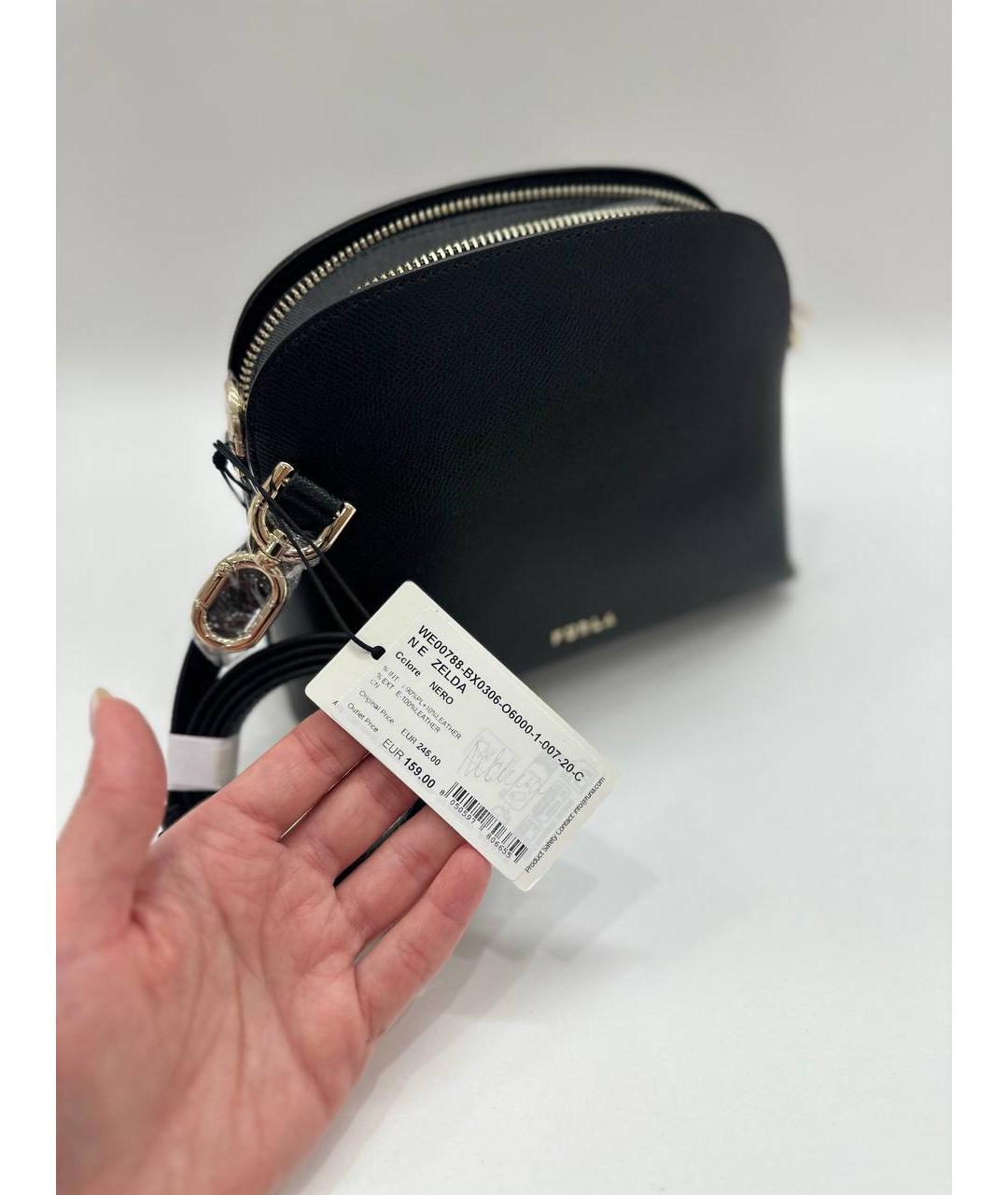 FURLA Черная кожаная сумка через плечо, фото 7