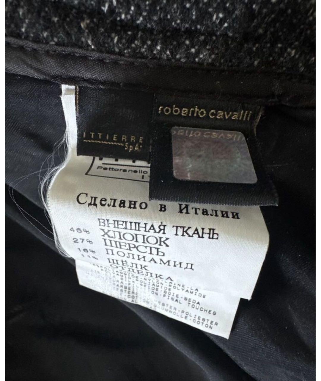 JUST CAVALLI Антрацитовые шерстяные прямые брюки, фото 7