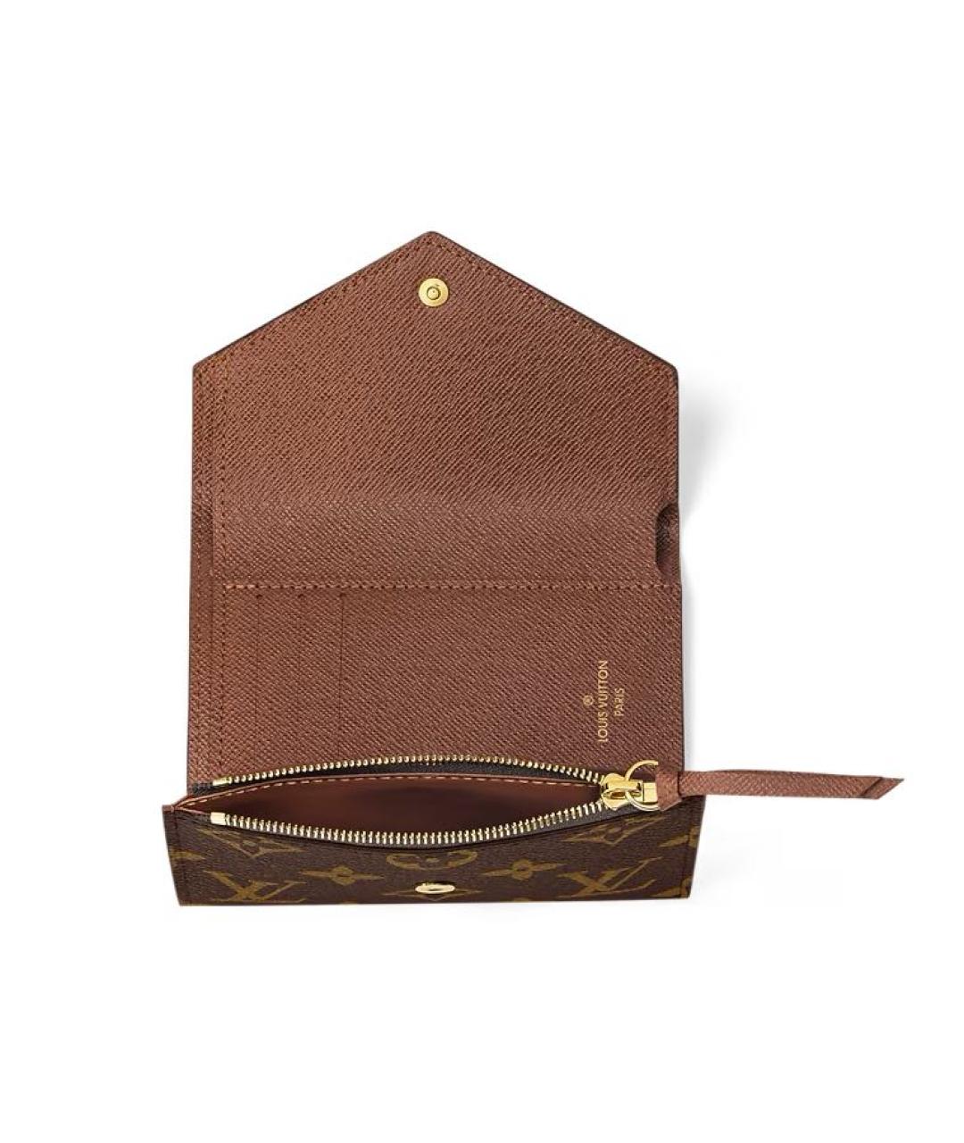 LOUIS VUITTON Коричневый кожаный кошелек, фото 3