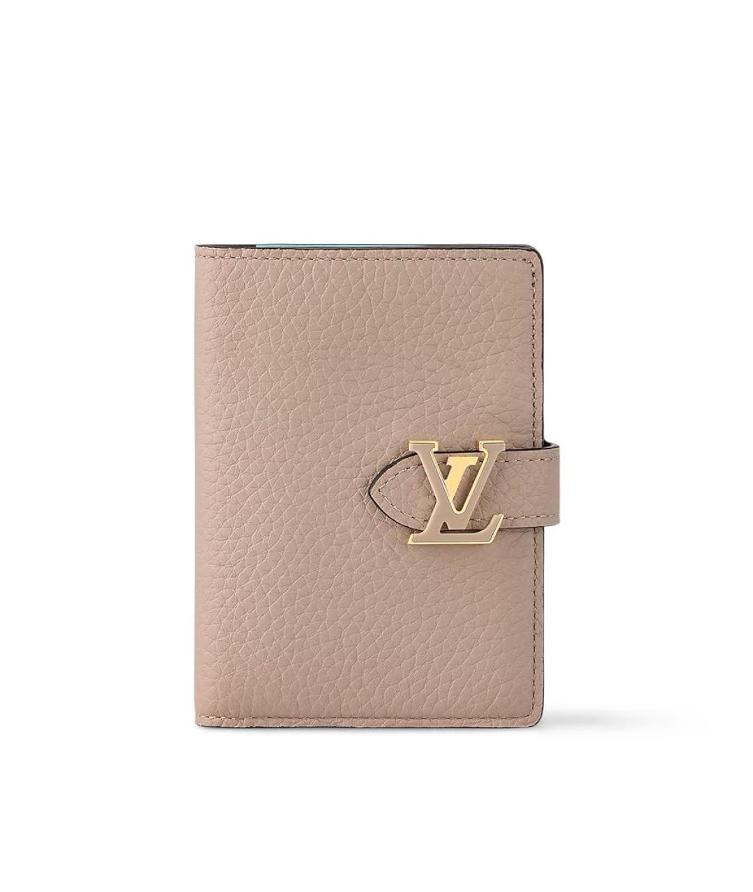 LOUIS VUITTON Бежевый кожаный кошелек, фото 6