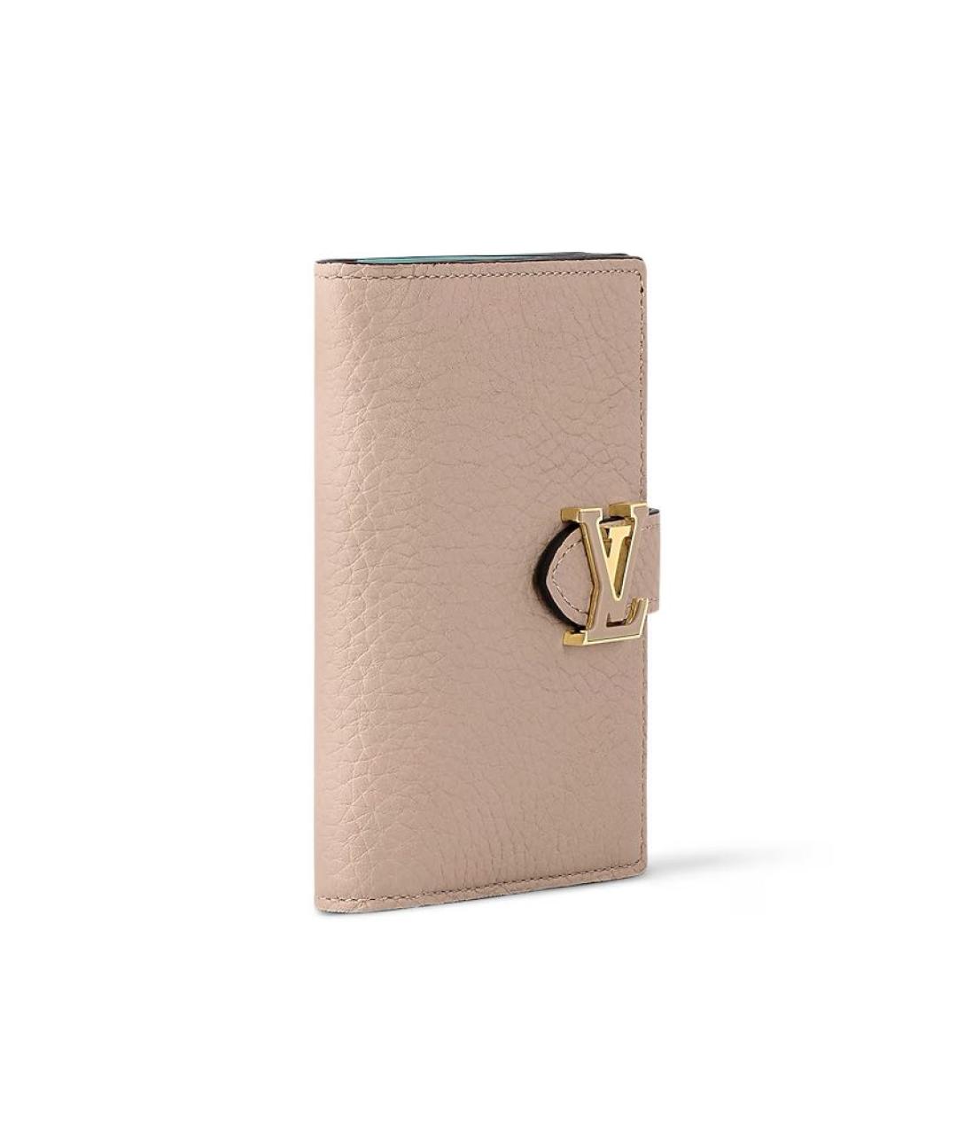 LOUIS VUITTON Бежевый кожаный кошелек, фото 2