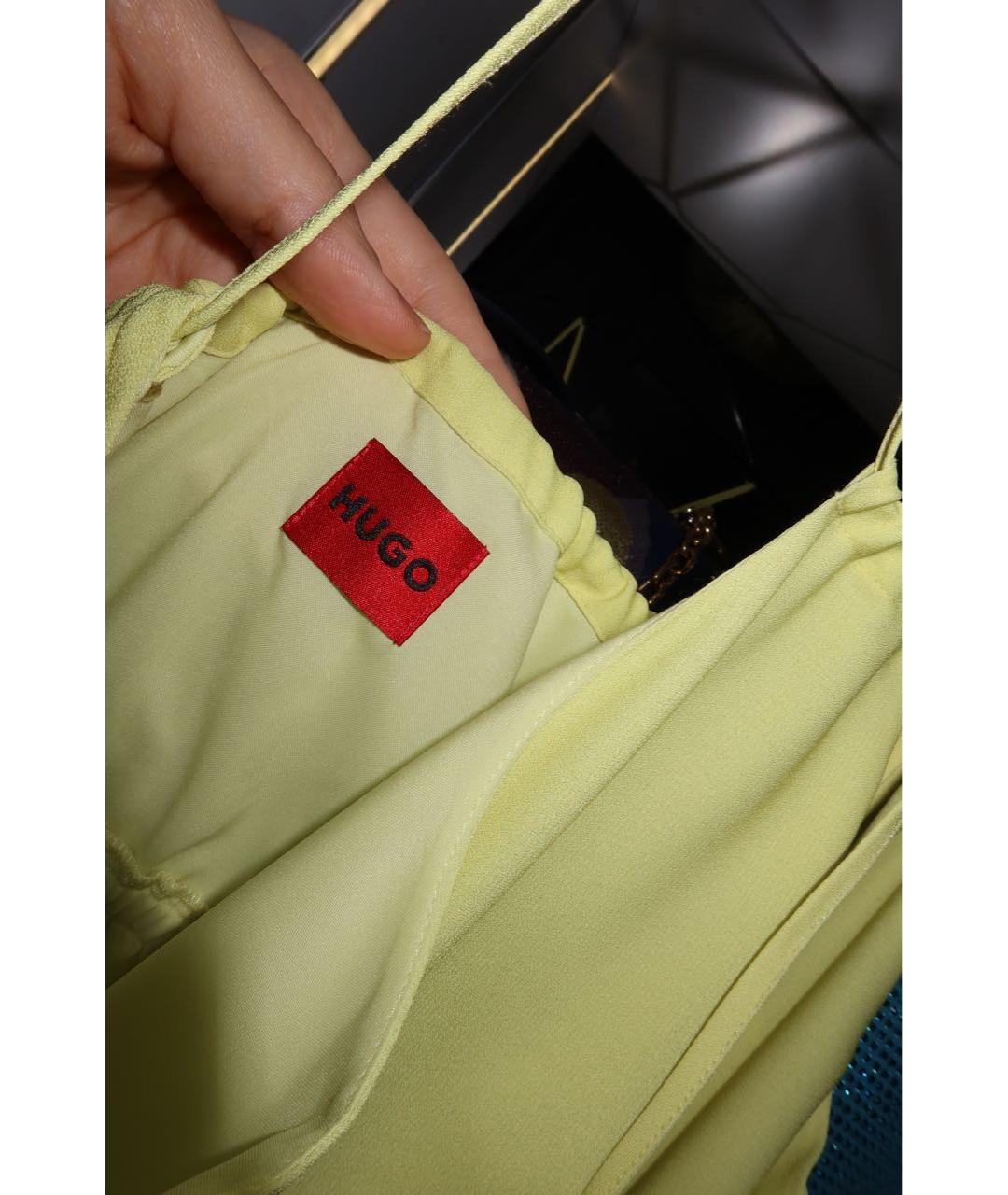 HUGO BOSS Желтое полиэстеровое коктейльное платье, фото 3