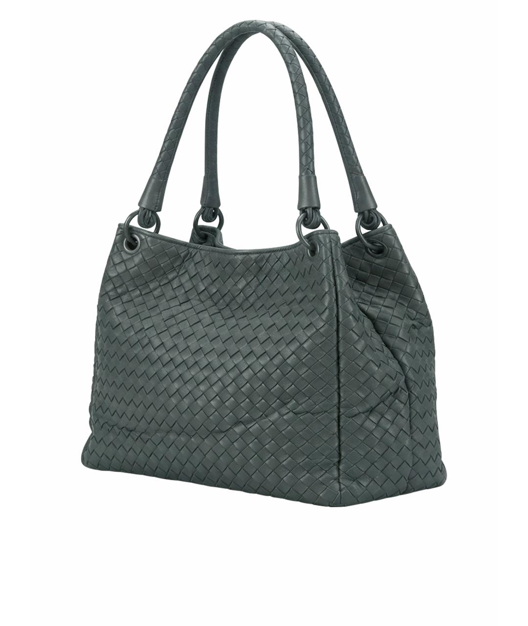 BOTTEGA VENETA Серая кожаная сумка с короткими ручками, фото 1