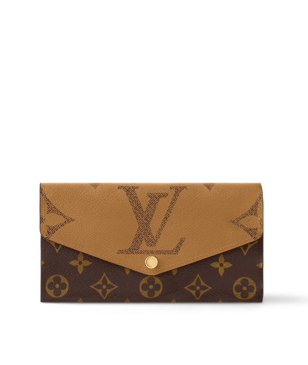 LOUIS VUITTON Коричневый кожаный кошелек, фото 6