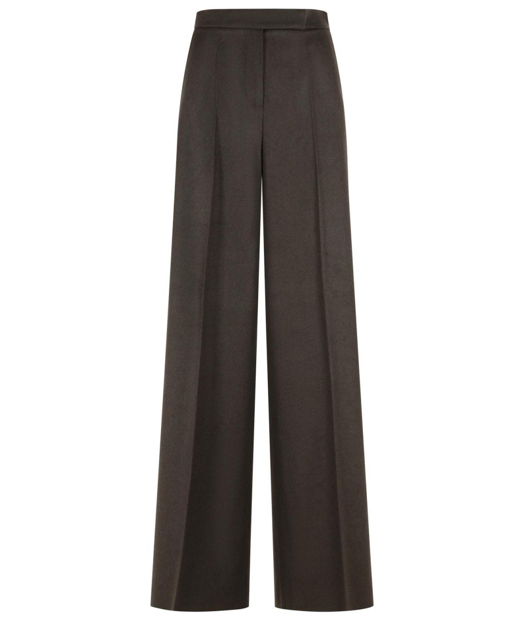 MAX MARA Коричневые шерстяные прямые брюки, фото 1