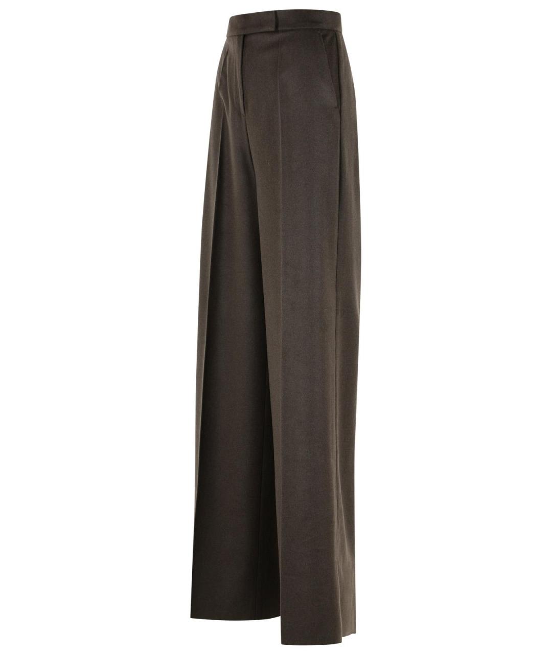 MAX MARA Коричневые шерстяные прямые брюки, фото 2