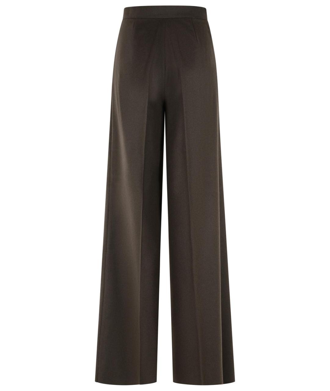 MAX MARA Коричневые шерстяные прямые брюки, фото 3
